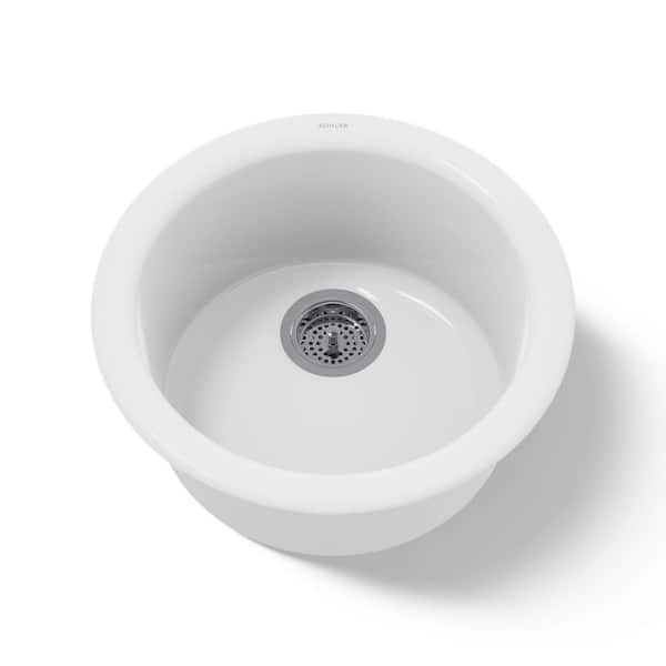 Porto Fino Cast Iron 18.38 in. Drop-In/Undermount Single Bowl Bar Sink in White