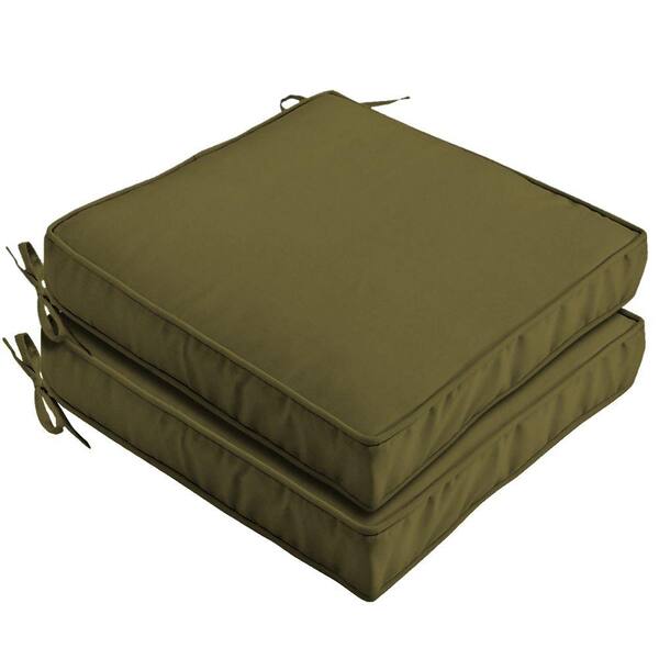 Hampton Bay Olive Green Outdoor Seat Cushion (2-Pack)-DISCONTINUED