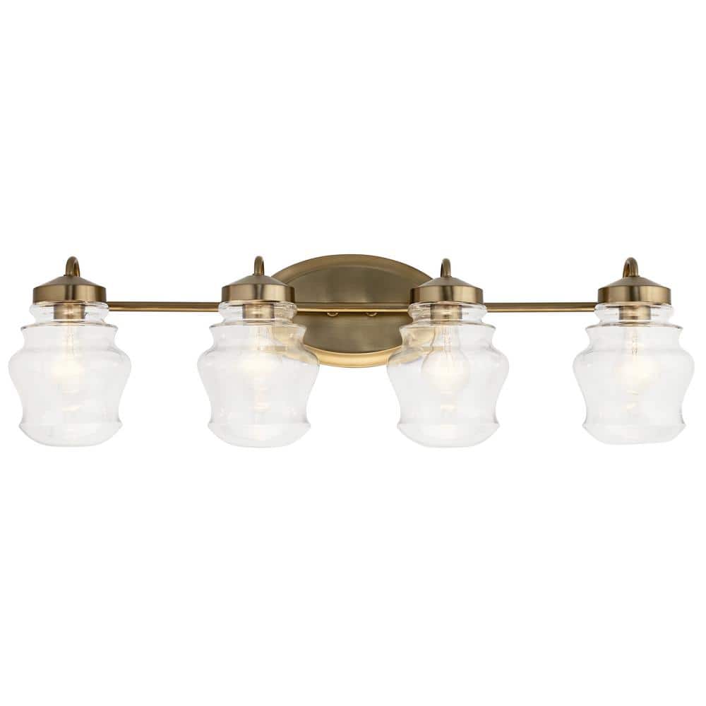 Janiel 33.25" 4-Light Polished Nickel Vanity Light with Clear Glass Shades