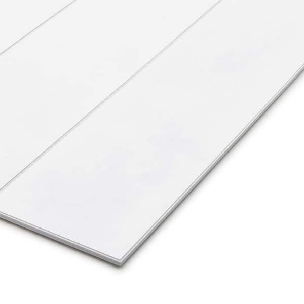 Stacked White 9.05 in. x 9.05 in. Peel and Stick Backsplash Stone Composite Decorative Wall Tile (1-Pack)