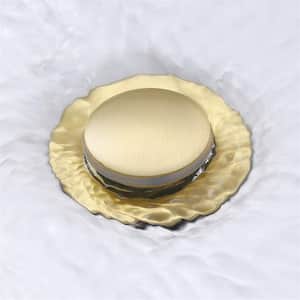 B012A Bathroom Vessel Sink Drain Stopper Pop-Up Drain Assembly with Overflow In Brushed Gold