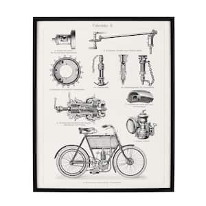 Black Framed Motorcycle Parts Wall Art 31 in. H x 25 in. W