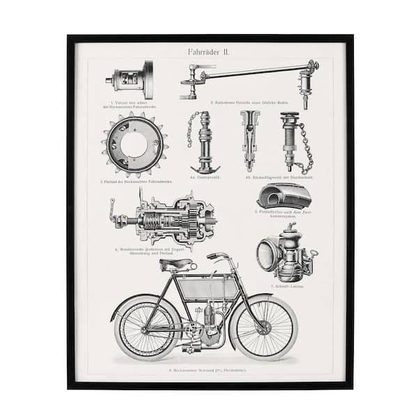 StyleWell Black Framed Motorcycle Parts Wall Art 31 in. H x 25 in. W