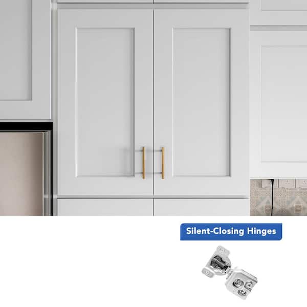 30 in. W x 24 in. D x 30 in. H Ready to Assemble Double Shaker Pantry Kitchen Cabinet in Newport White