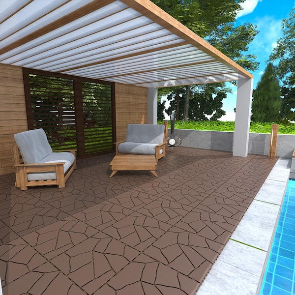 1 ft. x 1 ft. Quick Deck Composite Interlocking Deck Tile in Brown-3 (44 sq. ft. per Box)