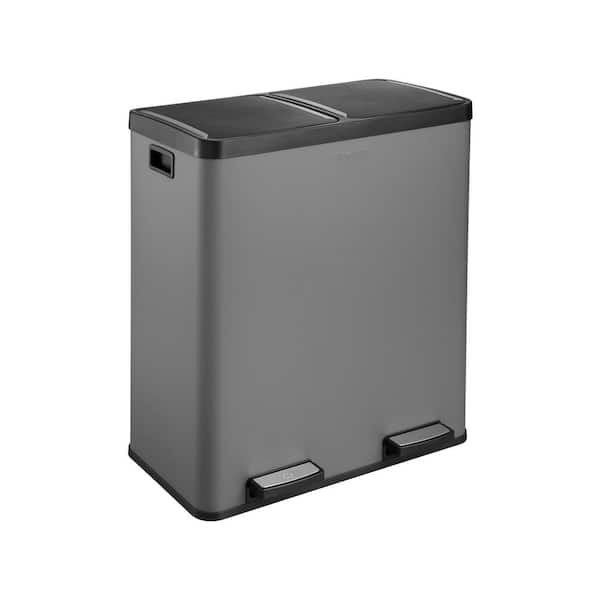 18.5 Gal. Large Capacity Dual Trash and Recycling Bin, Grey