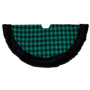 48 in. Green and Black Plaid Christmas Tree Skirt