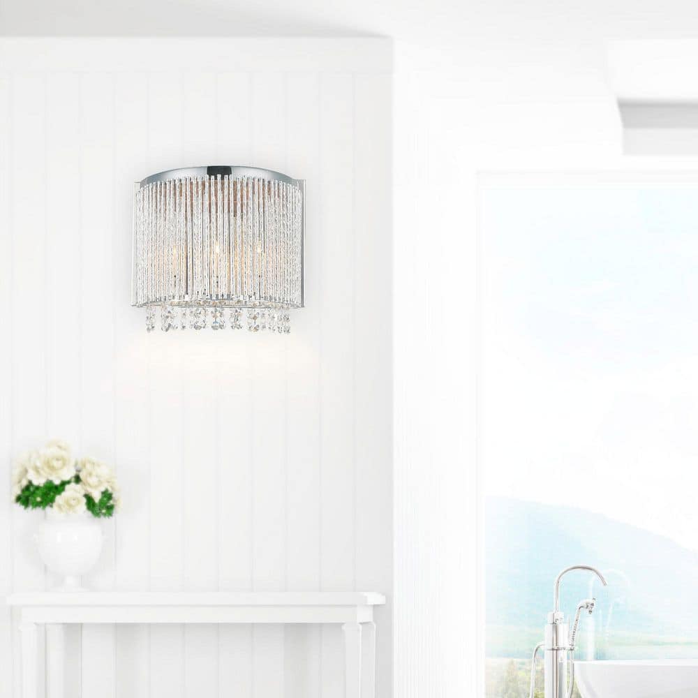 Claire Dimmable Chrome 3-Light Wall Sconce, Energy Star