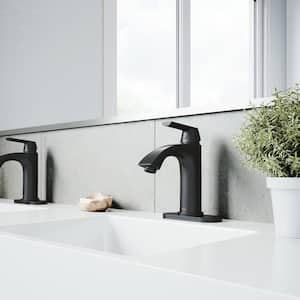 Penela Single Handle Single-Hole Bathroom Faucet Set with Deck Plate in Matte Black