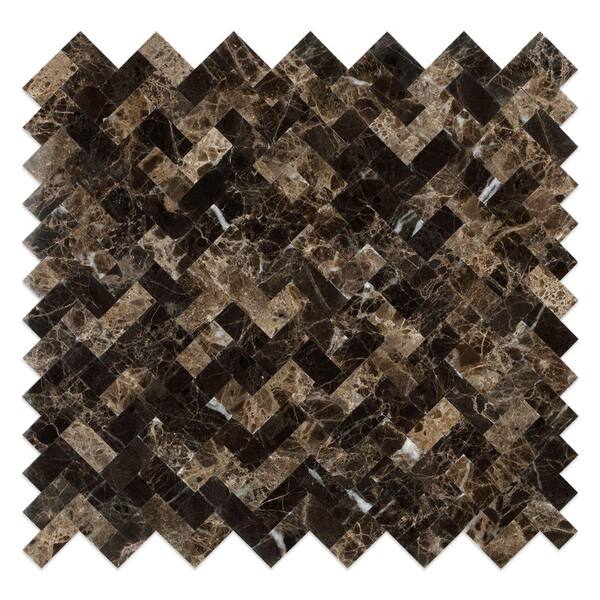 Inoxia SpeedTiles Take Home Sample - Moka Brown 4 in. x 4 in. Stone Self-Adhesive Wall Mosaic Tile (0.11 sq. ft./Each) - image 5