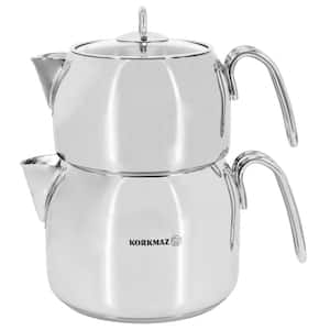 MegaChef 12-Cup Brushed Silver Stainless Steel Whistling Kettle 985114591M  - The Home Depot