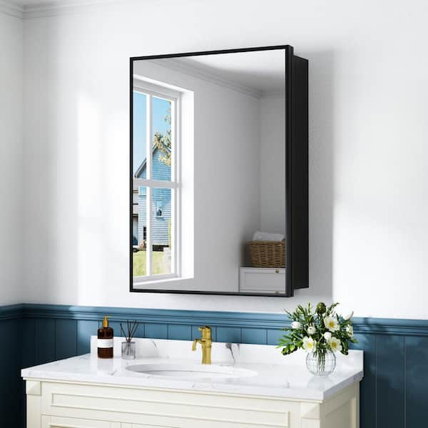 Zora 20 in. W x 28 in. H Rectangular Framed Medicine Cabinet with Mirror, Adjustable Shelves, Recessed or Surface Mount