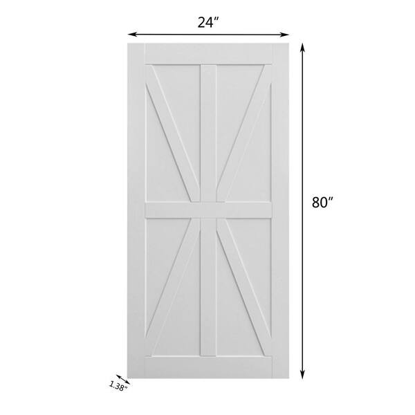 Unbranded - 24 in. x 80 in. Solid Bore White Star Style Wood Primed Interior Single Door Slab, Pre-Drilled Ready to Assemble
