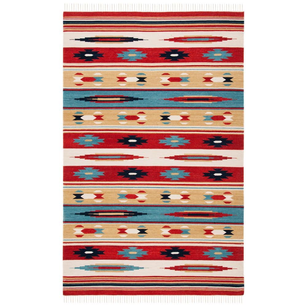 Safavieh Kilim Red and Beige Handwoven Wool Area Rug