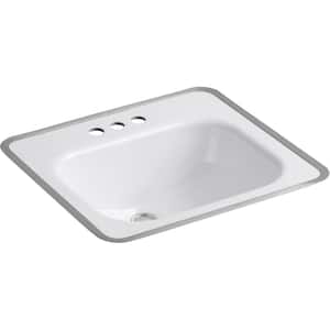 Tahoe Drop-In Cast Iron Bathroom Sink in White with Overflow Drain