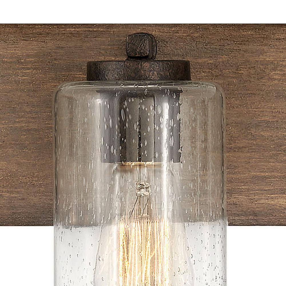 Sequoia Iron Rust 3-Light Bath Vanity with Clear Seedy Glass