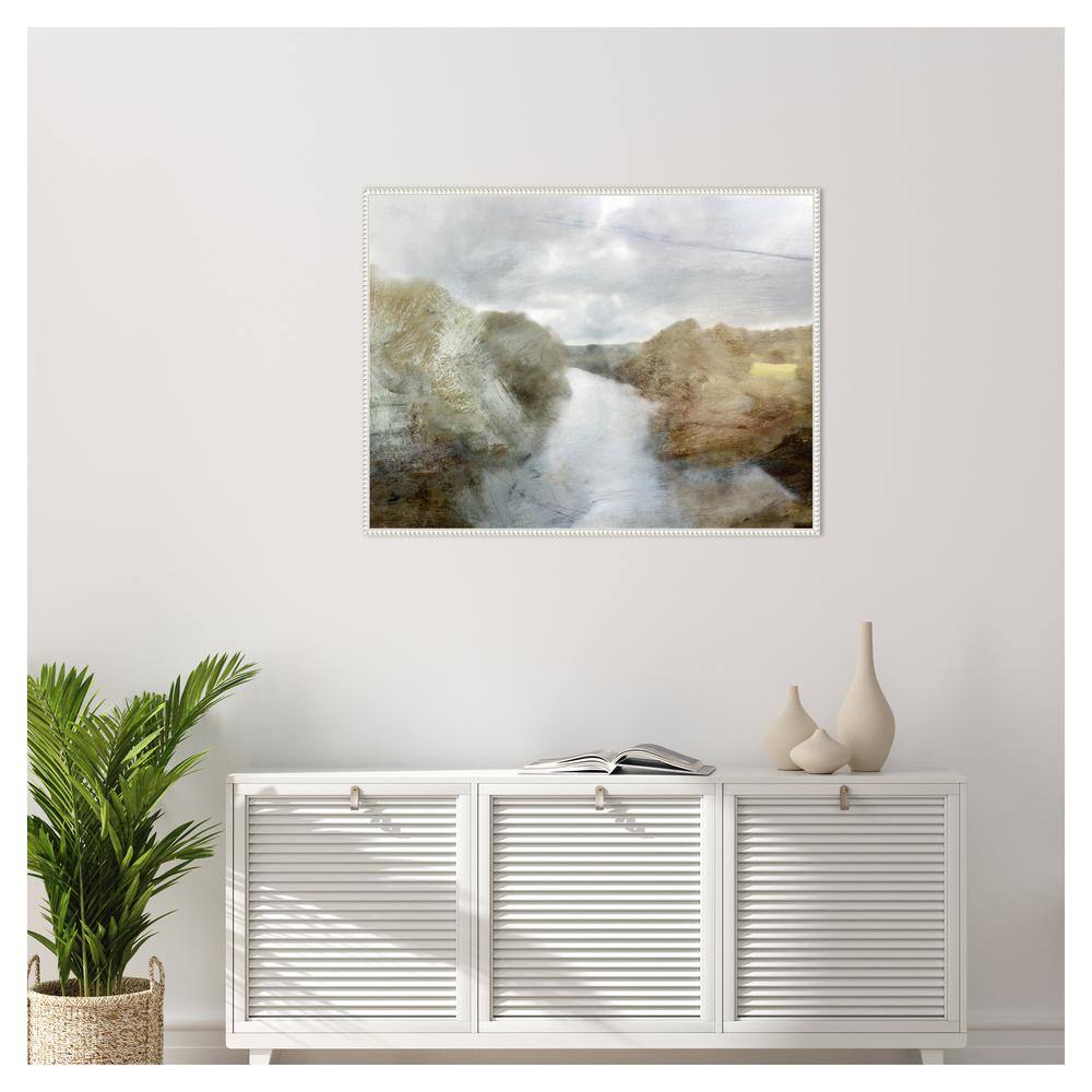 42" x 32" Abstract Landscape Canvas Wall Art with White Frame