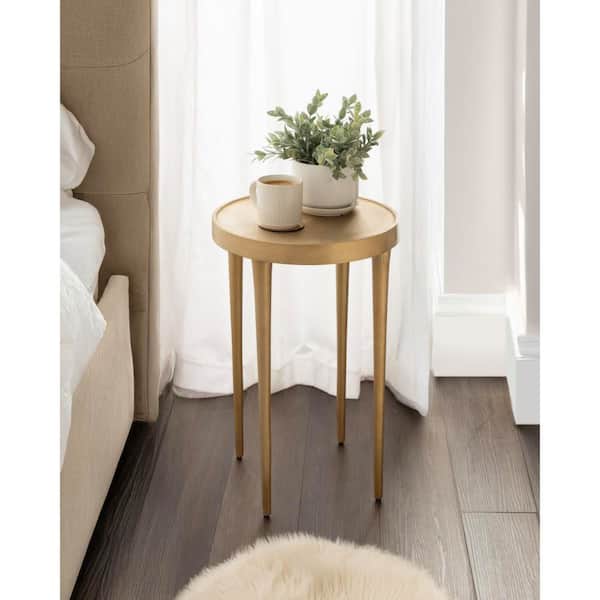 Rava 14 in. Gold Round Metal End Table