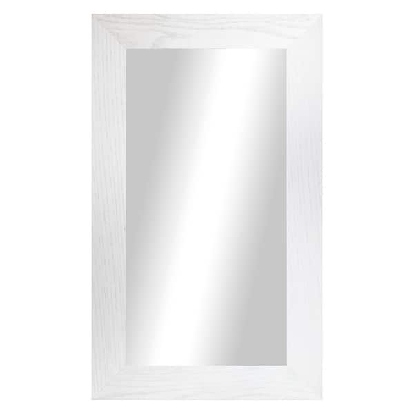 3 in. White Frame (18 in. W x 33 in. H) Oak Hardwood Rectangle Wall Mirror