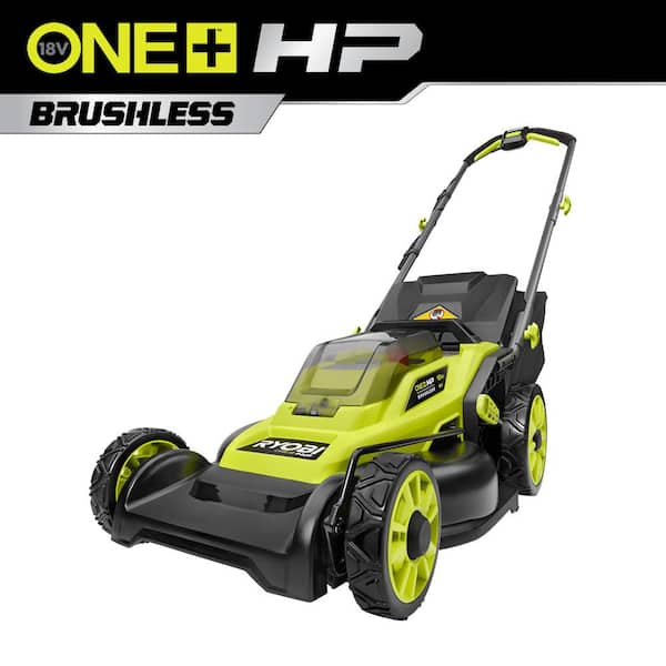 Ryobi One Hp 18v Brushless 16 In Cordless Battery Walk Behind Push Lawn Mower Tool Only P1109btlvnm The Home Depot