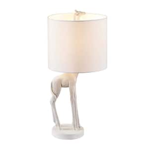 16.54 in. White Standard Light Bulb Globe Bedside Table Lamp