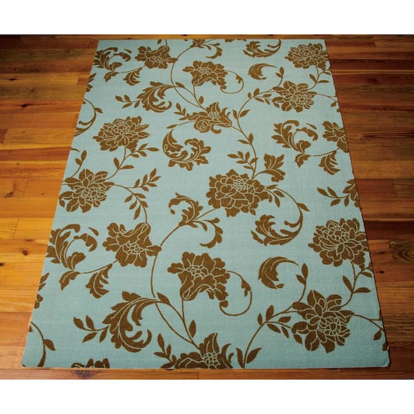 Nourison Home and Garden Bouquet Light Blue 8 ft. x 11 ft. Indoor/Outdoor Area Rug
