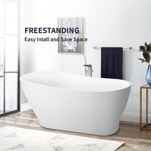 59 in. Acrylic Classic Design Slipper Freestanding Bathtub with uCPC Certificated in White Soaker Tubs