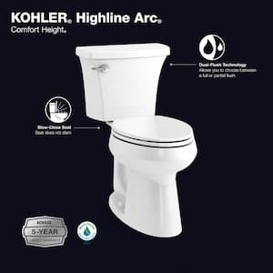 Highline Arc 2-piece 1.1/1.6 GPF dual-flush elongated toilet in white (seat not included)