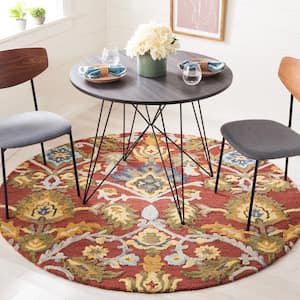 Blossom Red/Multi 6 ft. x 6 ft. Geometric Floral Round Area Rug