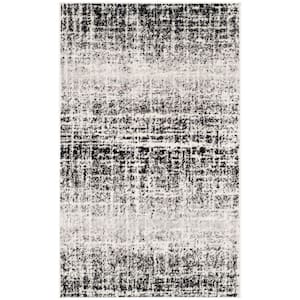 Adirondack Ivory/Black Doormat 3 ft. x 5 ft. Solid Gradient Area Rug