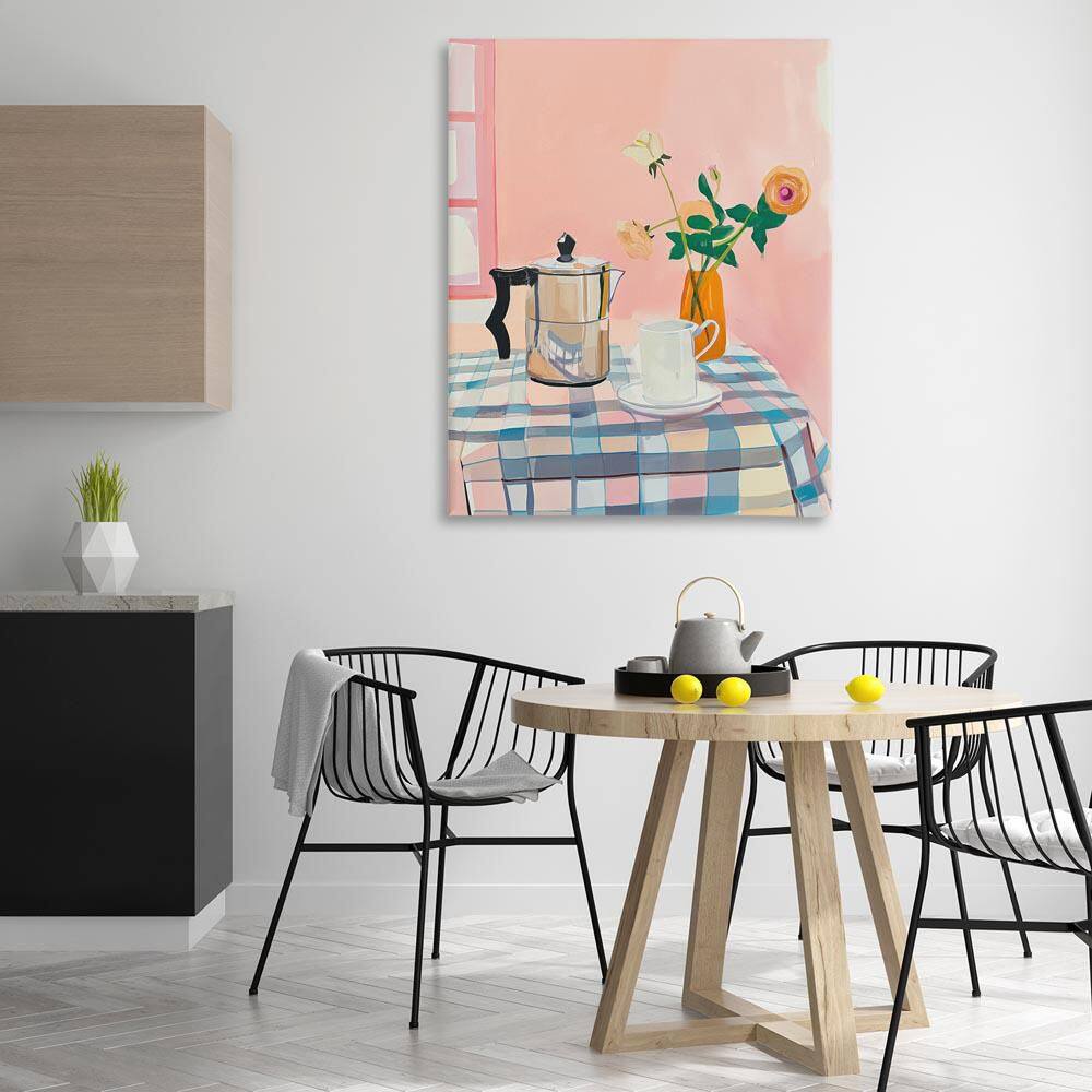 Pink Retro Kitchen Table by Arlington Prints Unframed Coastal Graphic Art Print 48 in. x 36 in. price history on PriceWatchPro