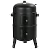 MASTER COOK Vertical 16 in. Steel Charcoal Smoker, Heavy-Duty Round BBQ  Grill for Outdoor Cooking in Black SRCG20008 - The Home Depot