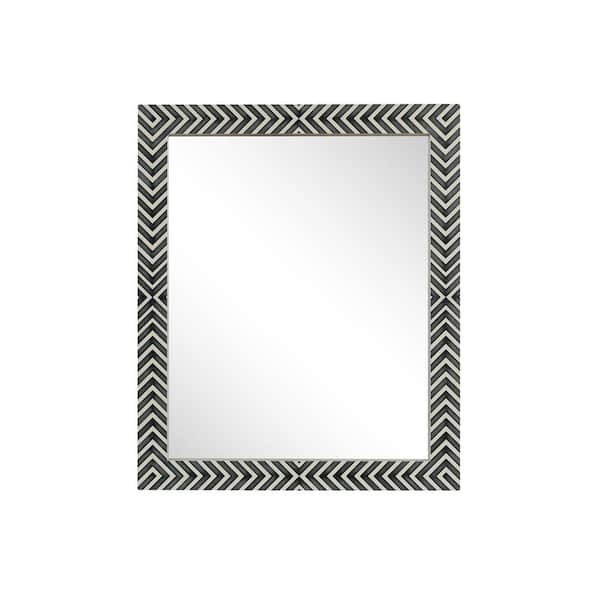 Unbranded Timeless Home 36 in. W x 30 in. H x Modern Wood Framed Rectangle Chevron Mirror