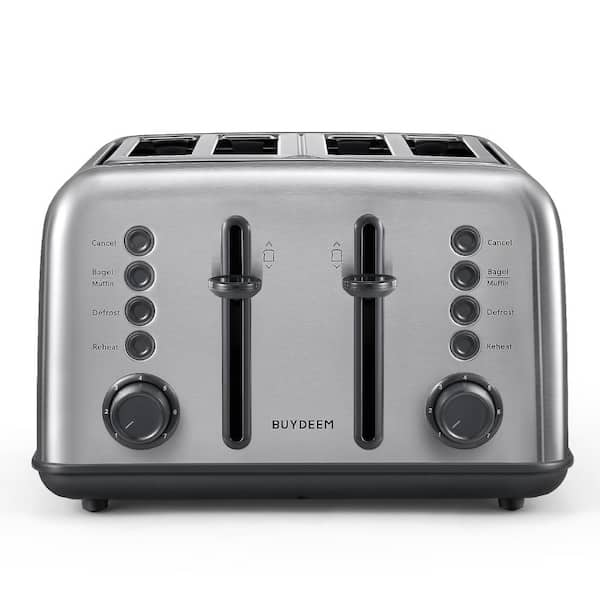 WHALL Long Slot Toaster 4 Slice Brushed Stainless Steel Toaster, 7 Toast  Settings with Bage Toaster
