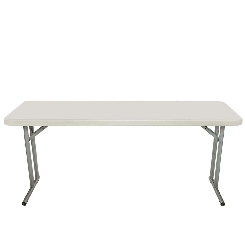 72'' Light Gray Plastic Folding Seminar Table with Steel Frame