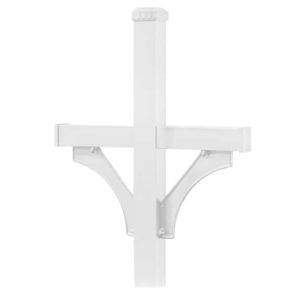 Salsbury Industries Deluxe 2-Sided In-Ground Mounted Mailbox Post for Designer Roadside Mailboxes in White