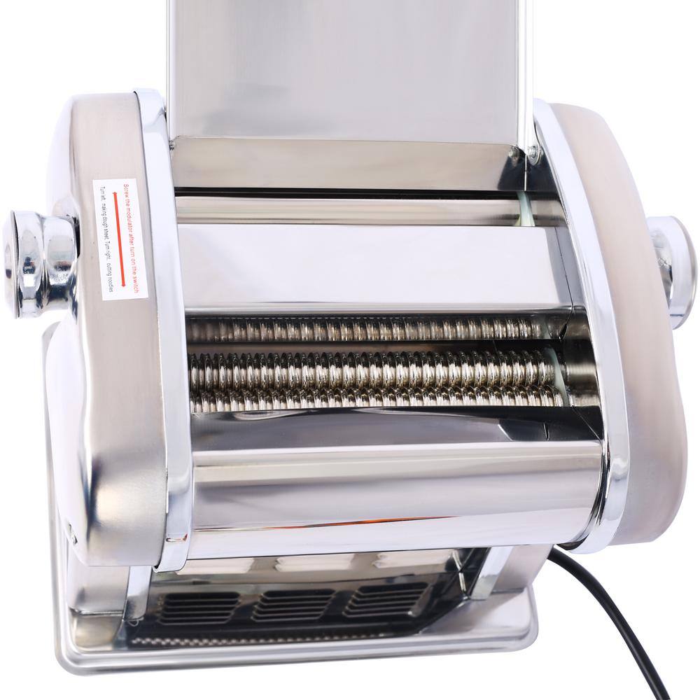 Silver Stainless Steel Electric Pasta Maker with Adjustable Thickness