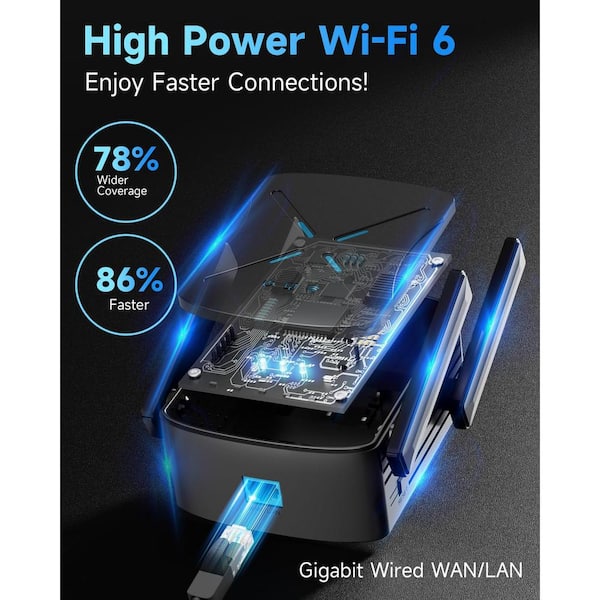 Vrbgify WiFi 6 Range Extender Dual-Band Wi-Fi Repeater