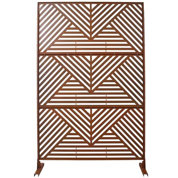 6.3 ft. H x 4 ft. W Rust Red Metal Outdoor Privacy Fence Decorative Screen Panel Freestanding Garden Fence Panel