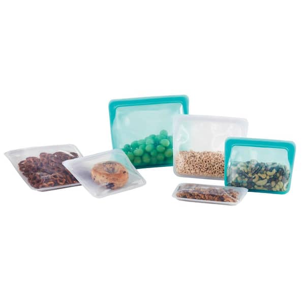 Zip Top 4 oz. Teal Reusable Silicone Snack Bag Zippered Storage Container  Z-BAGK-03 - The Home Depot