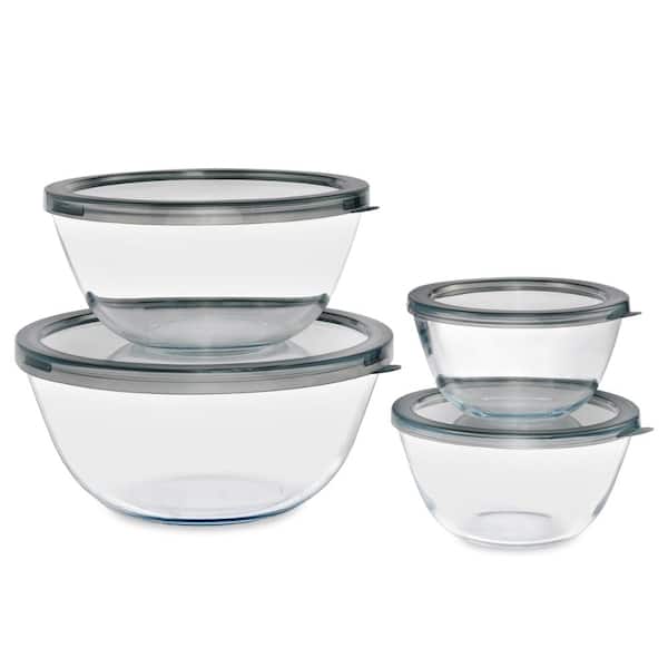 Sorbus 4-Piece Glass Bowl Set with Airtight Plastic Lids – Microwave, Dishwasher & Freezer Safe