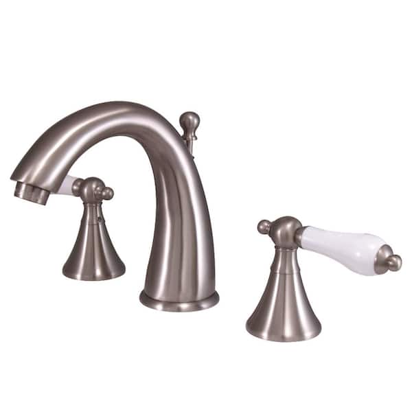 Kingston Brass Naples 8 in. Widespread 2-Handle Bathroom Faucet in Brushed Nickel