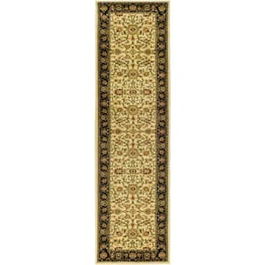 Lyndhurst Ivory/Black 2 ft. x 8 ft. Border Runner Rug