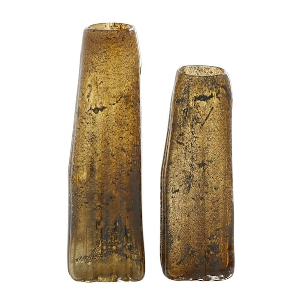 Novogratz 15 in., 12 in. Brown Handmade Blown Glass Decorative Vase (Set of 2)