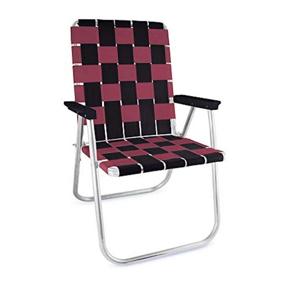 Durable Black And Burgundy Aluminum Lightweight Stackable Folding Lawn Chai