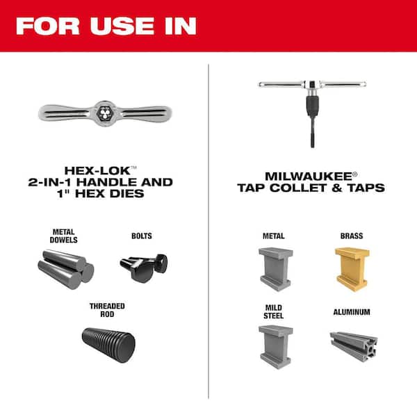 SAE Tap and Die Set w/Hex-LOK 2-in-1 Handle (15-Piece)