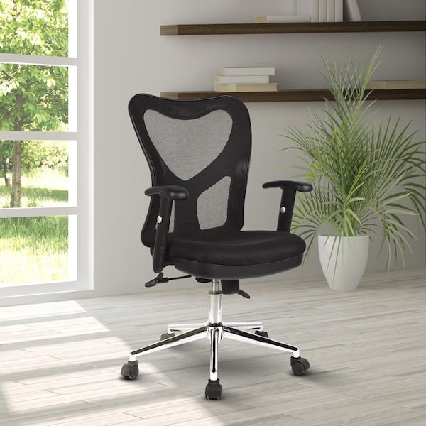 TECHNI MOBILI Black High Back Mesh Office Chair with Chrome Base  RTA-0098M-BK - The Home Depot