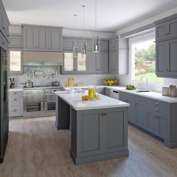 J COLLECTION Roseland 39 in. W x 24 in. D x 34.5 in. H Assembled Shaker Magick Right Blind Corner Kitchen Cabinet in Slate Gray - image 4