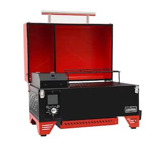 AS350 Pellet Grill and Smoker, 256 sq. ft., with Meat probe, Portable, Auto Temp Control, Small Table Top, Red