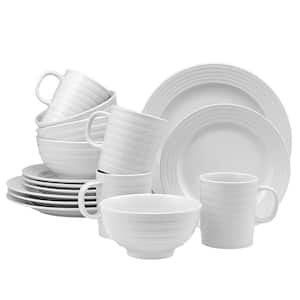 16-Piece LeBlanc Casual White Porcelain Dinnerware Set (Service for 4)